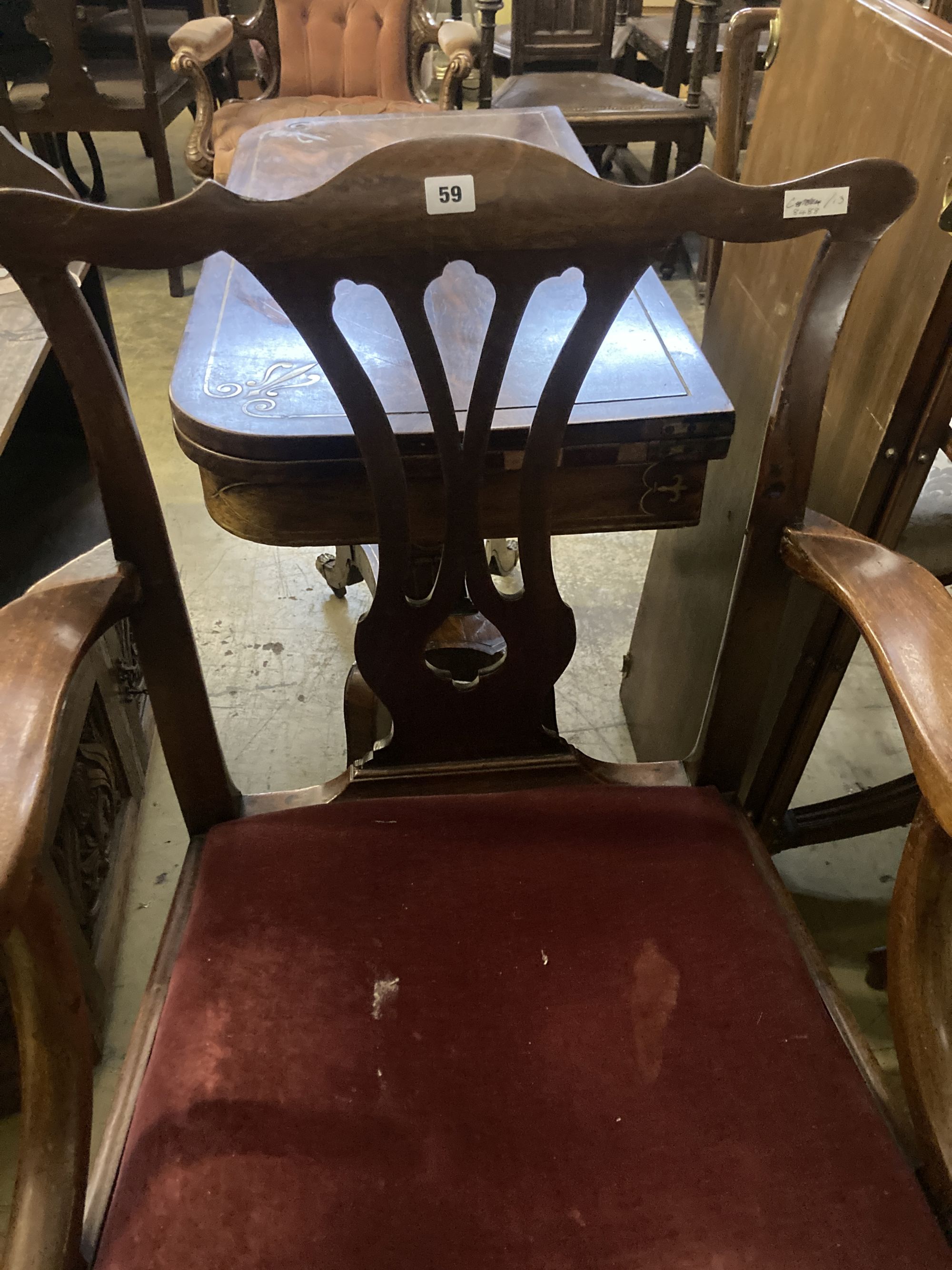 A George III mahogany elbow chair